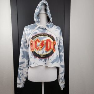 Ac/dc High Voltage Rock N Roll 1976 Tie Dye Hooded Crop SZ L